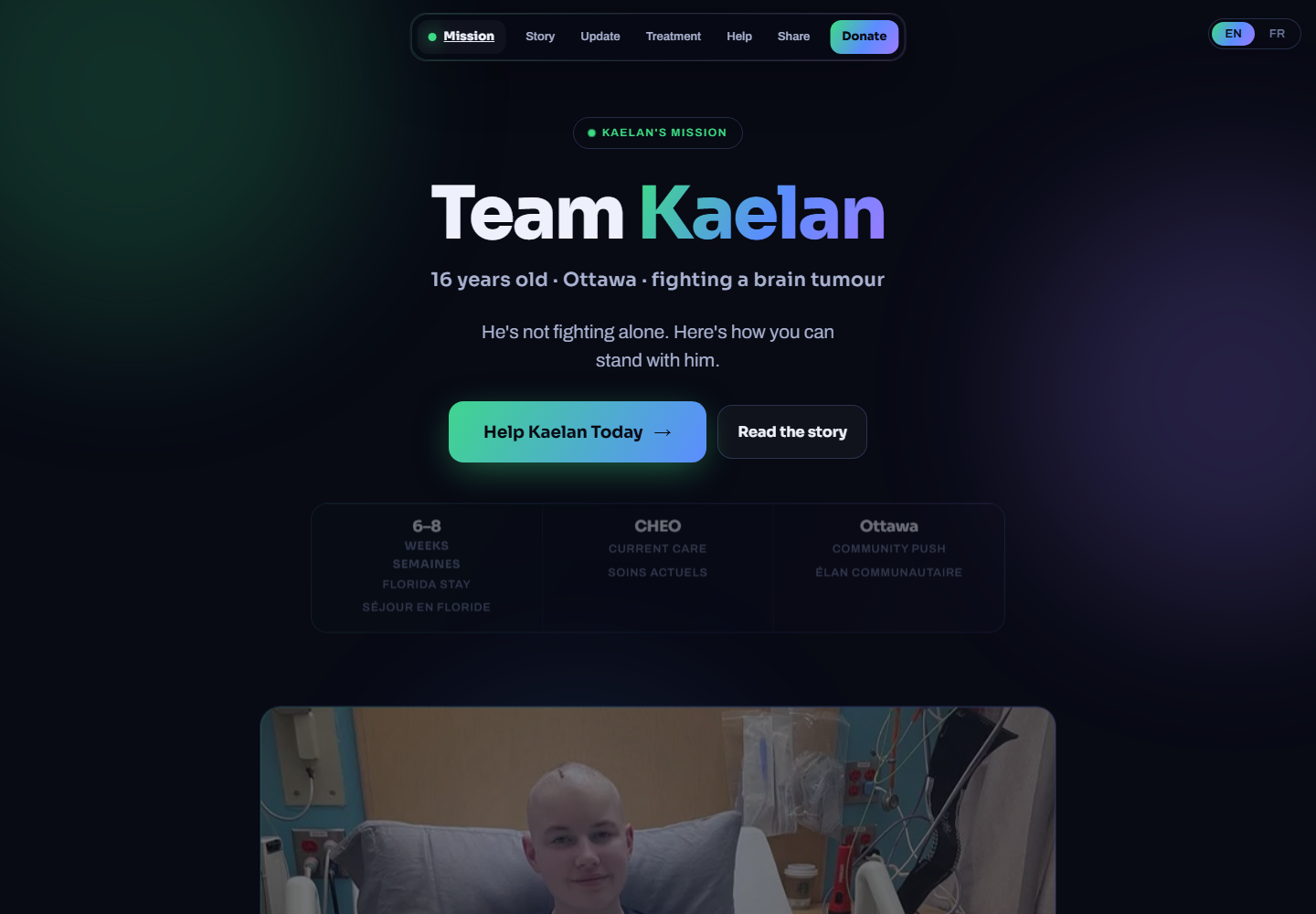 Missions to Cancer website screenshot